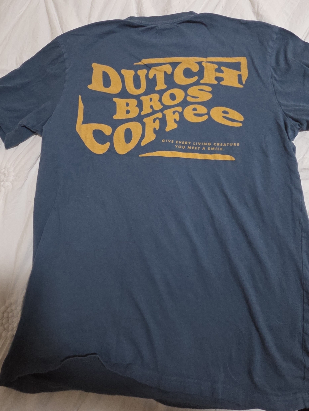 Dutch Bros Blue Tee with Yellow Graphic